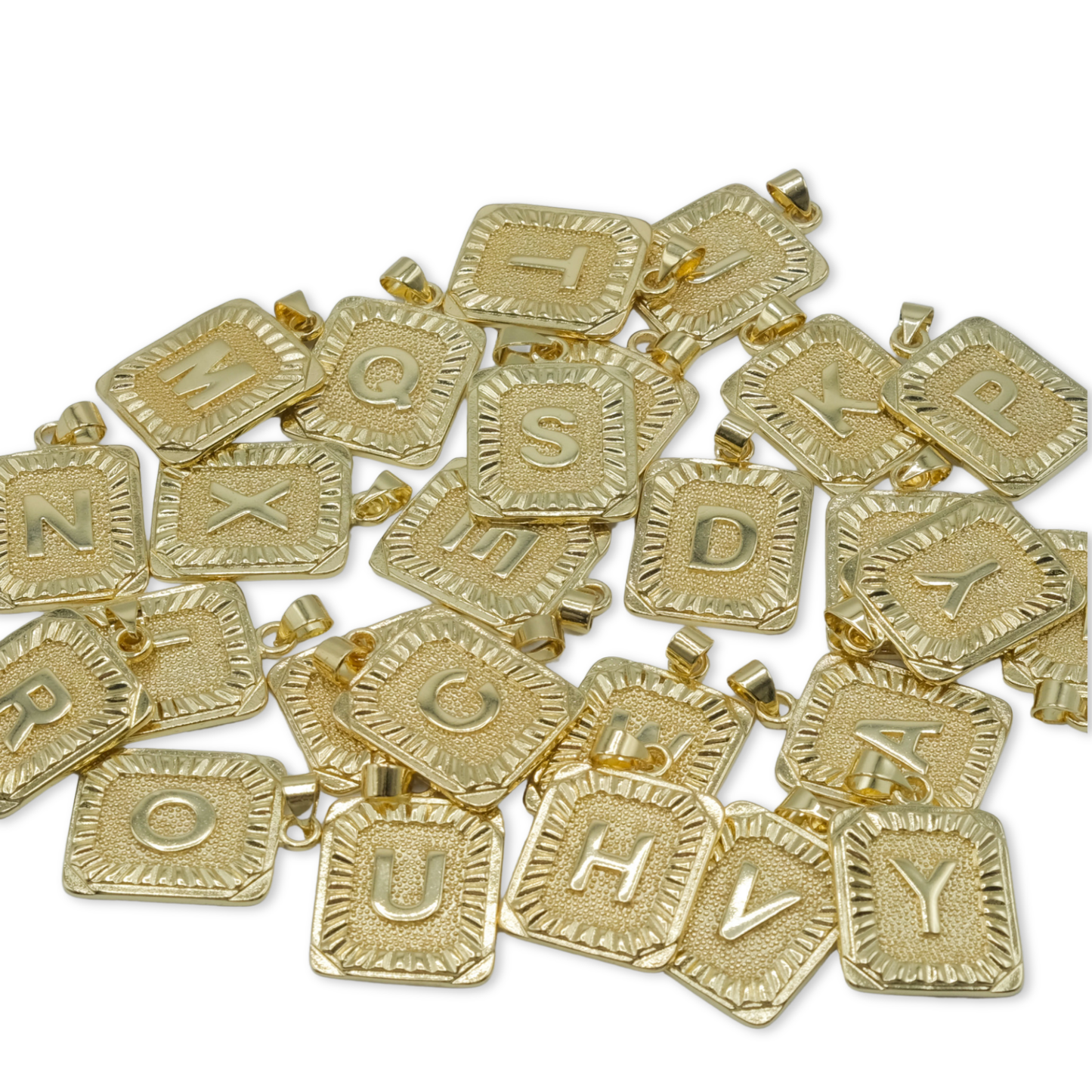 Rectangular Pendant Letter 18K Gold Filled