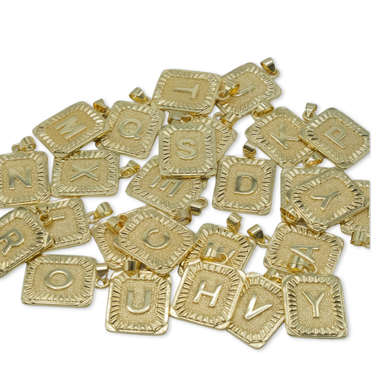 Rectangular Pendant Letter 18K Gold Filled