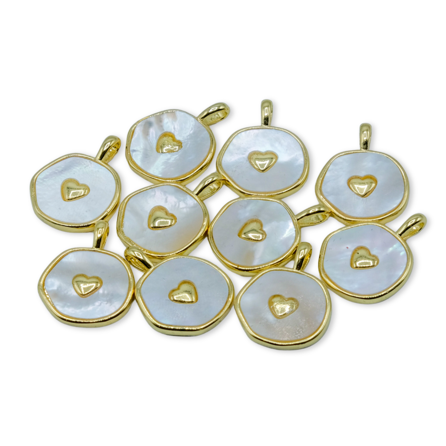 Round Paua and Mother Of Pearl with Heart Charm