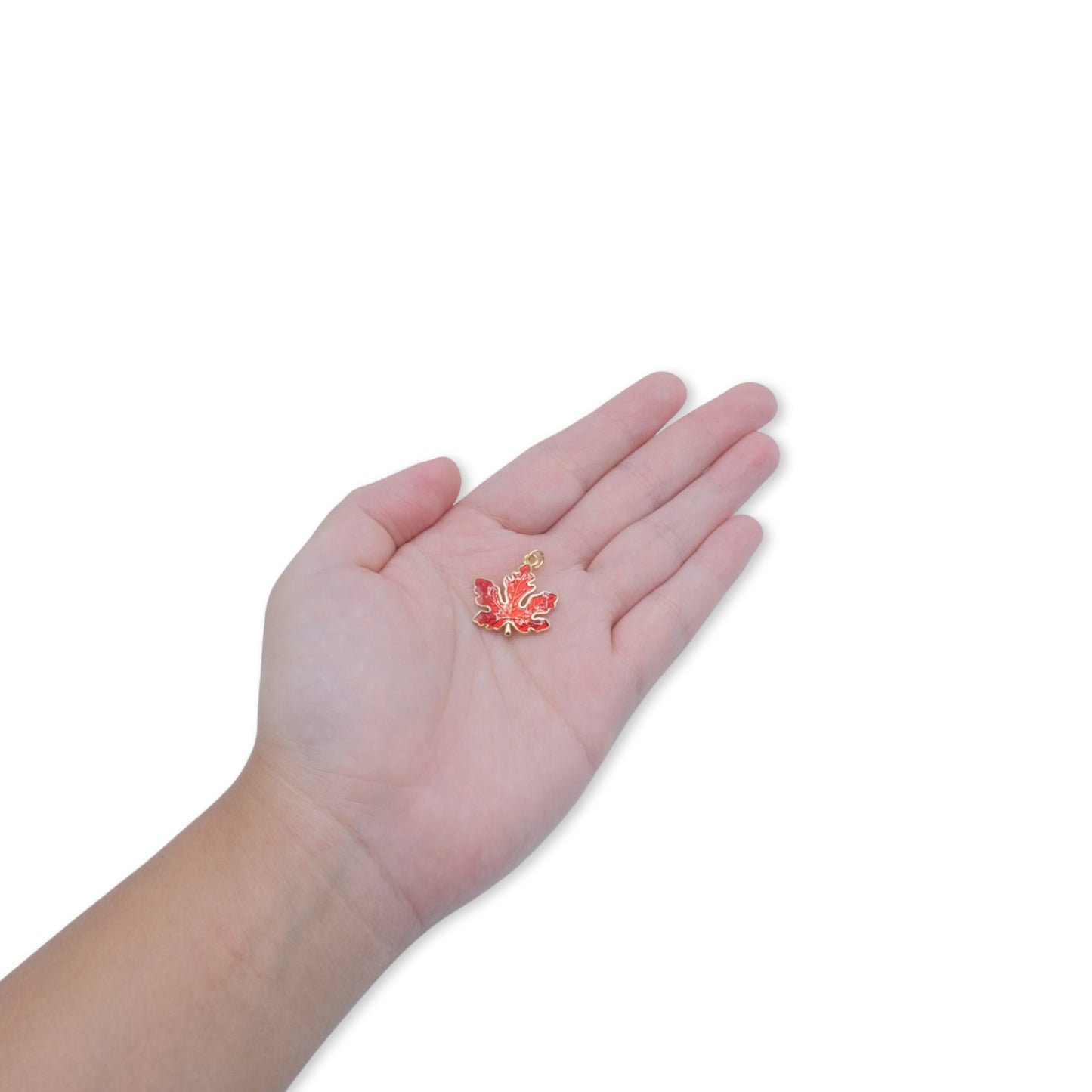 Maple Leaf Red Enamel and Plain Charm