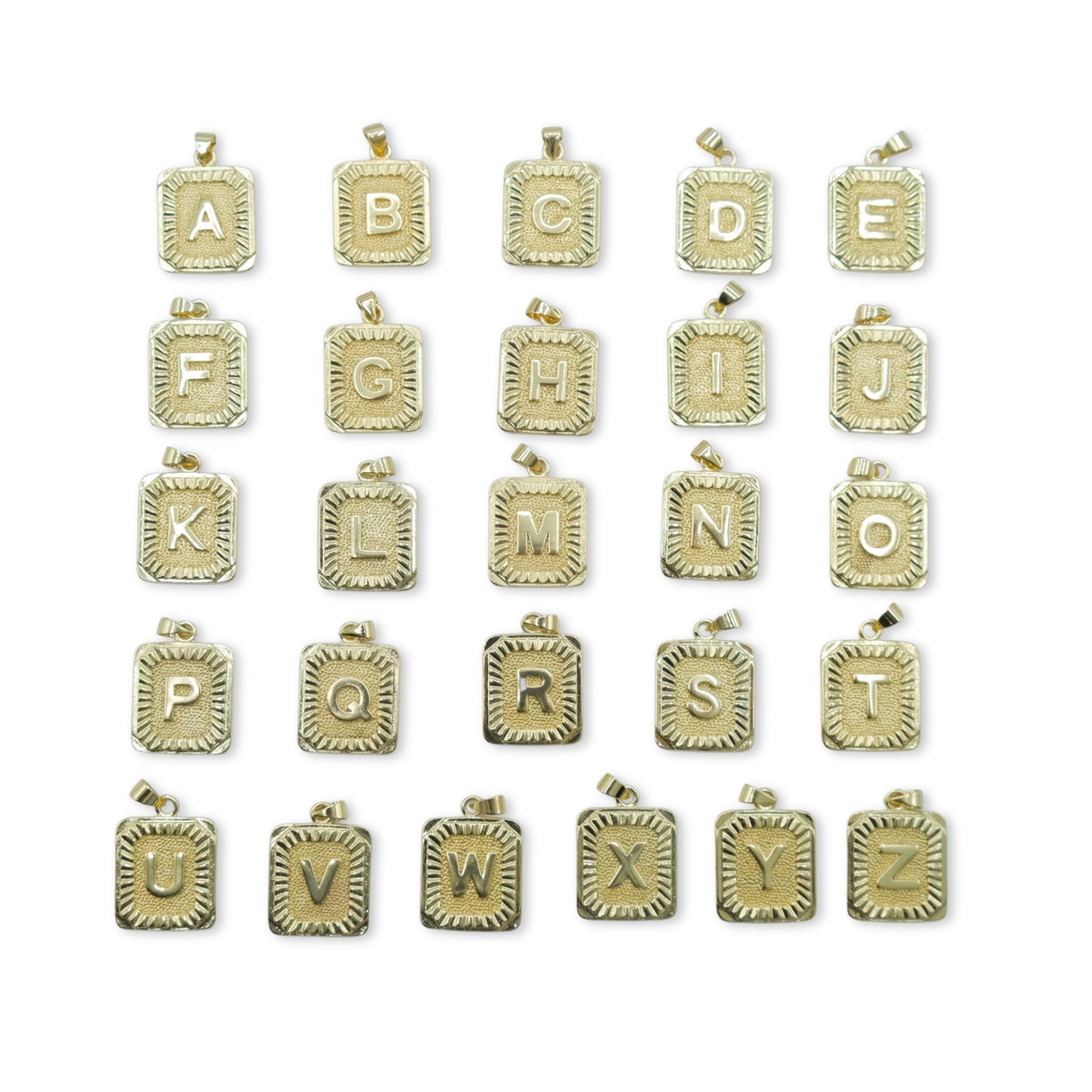 Rectangular Pendant Letter 18K Gold Filled
