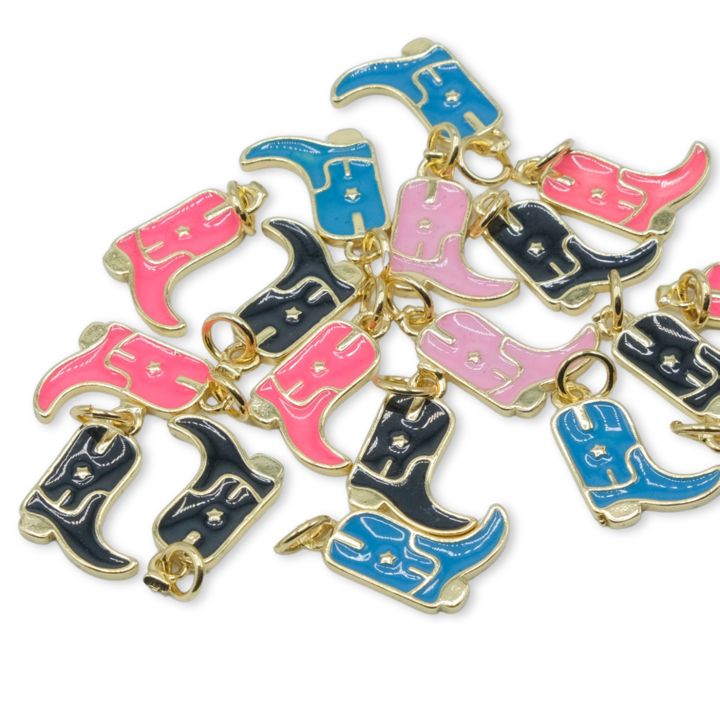 Coloured Cowboy Boot Charm 18K Gold Filled