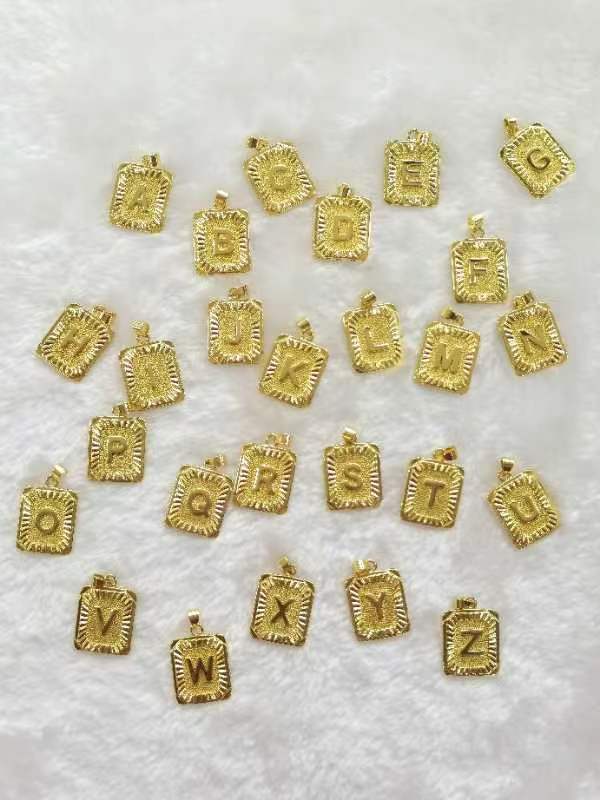 Rectangular Pendant Letter 18K Gold Filled