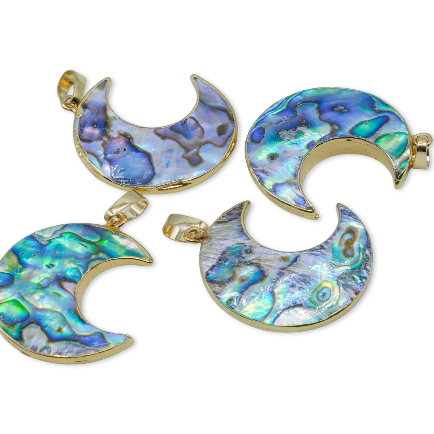 Gold and Paua Half Moon Charm