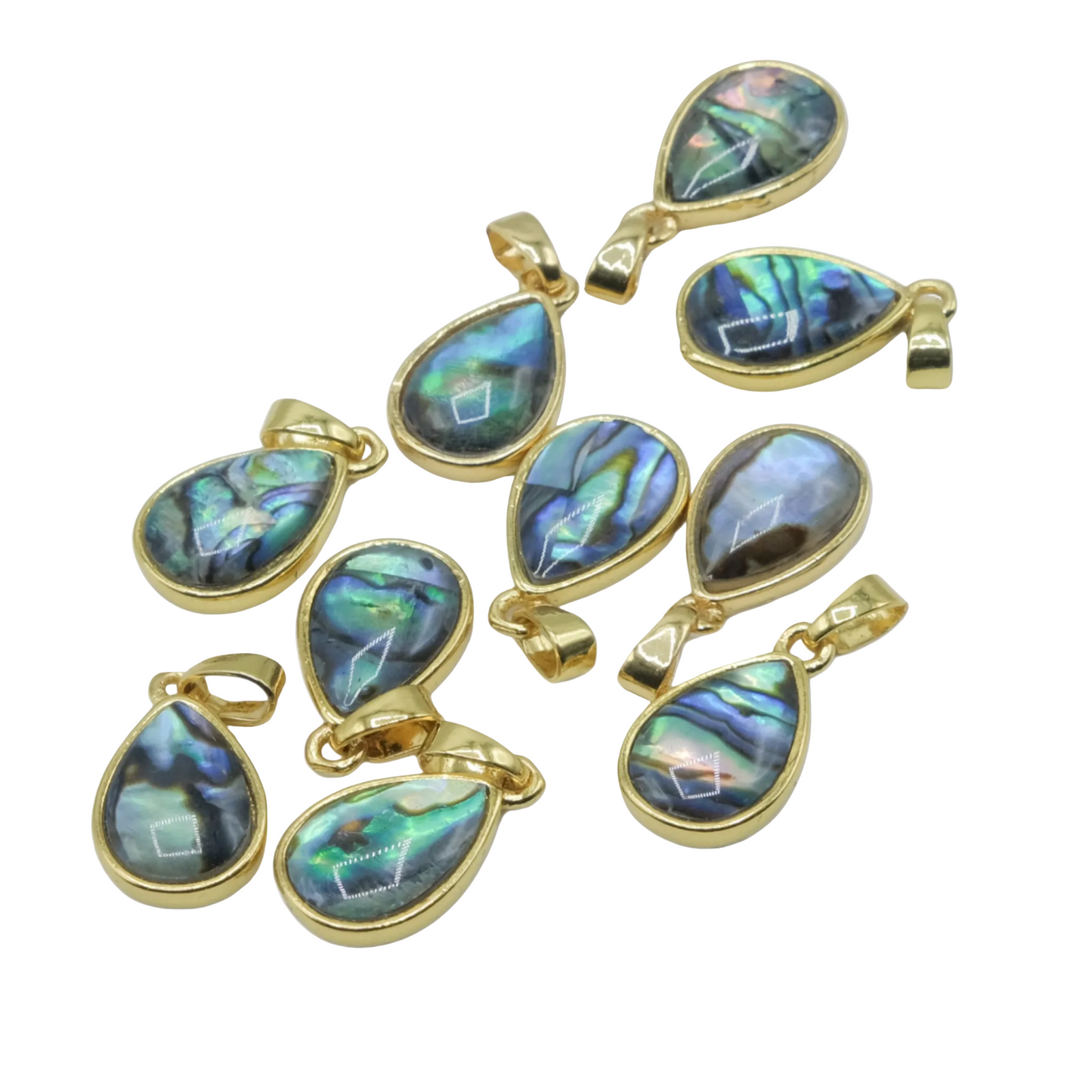 Paua Teardrop Charm Pendant | 18K Gold-Filled