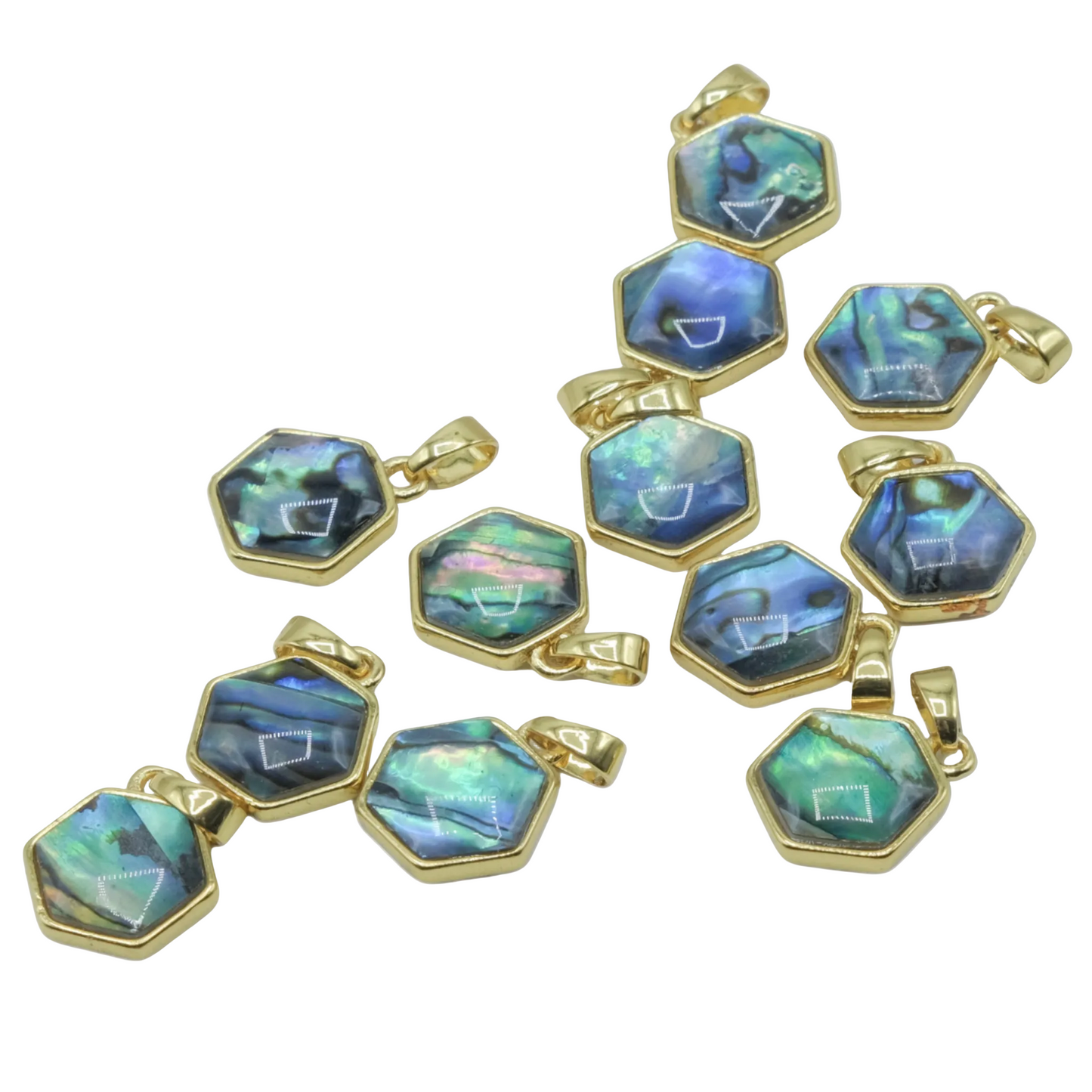 Paua Geometric Charm Pendant | 18K Gold-Filled