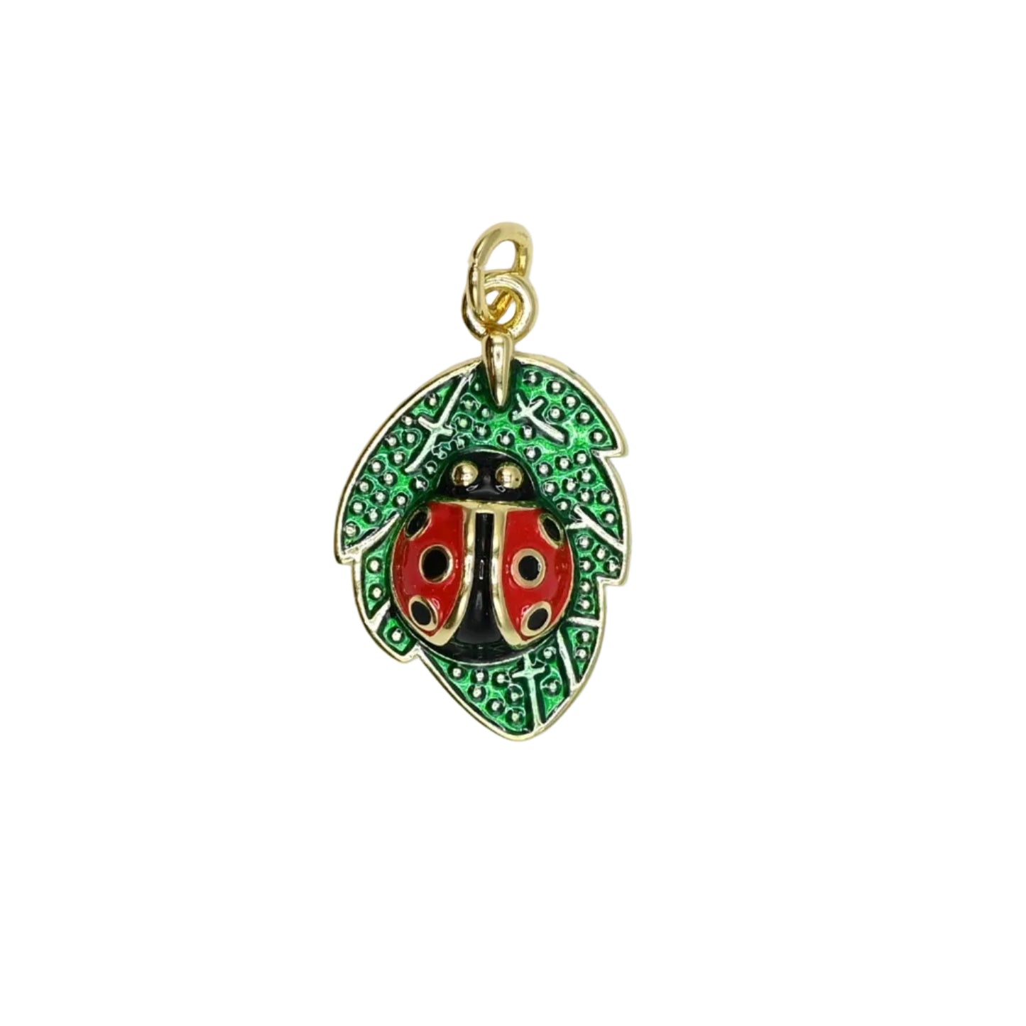 Ladybug Leaf Charm Pendant | 18K Gold-Filled