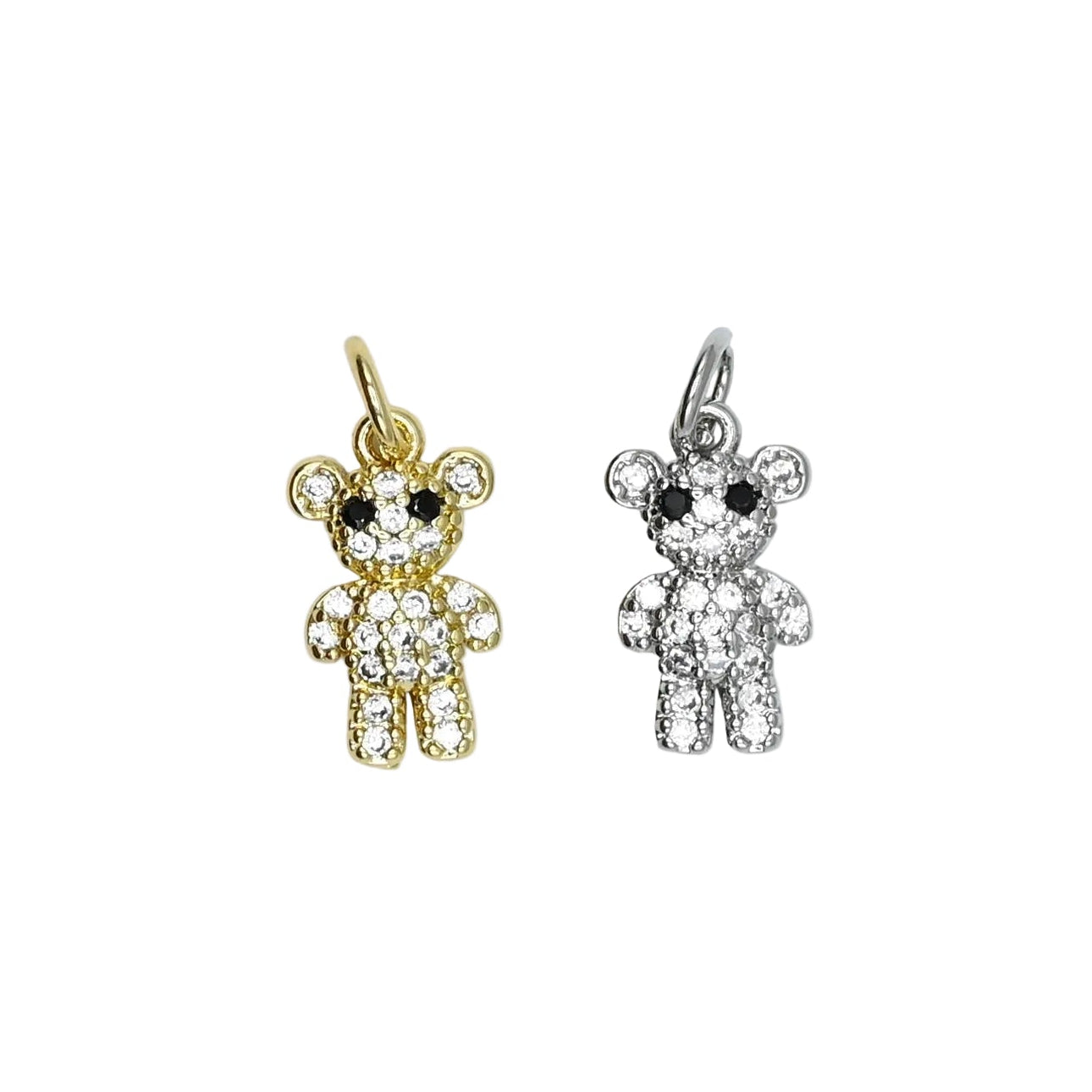 Crystal Teddy Bear Charm Pendant | 18K Gold-Filled & Silver Plated