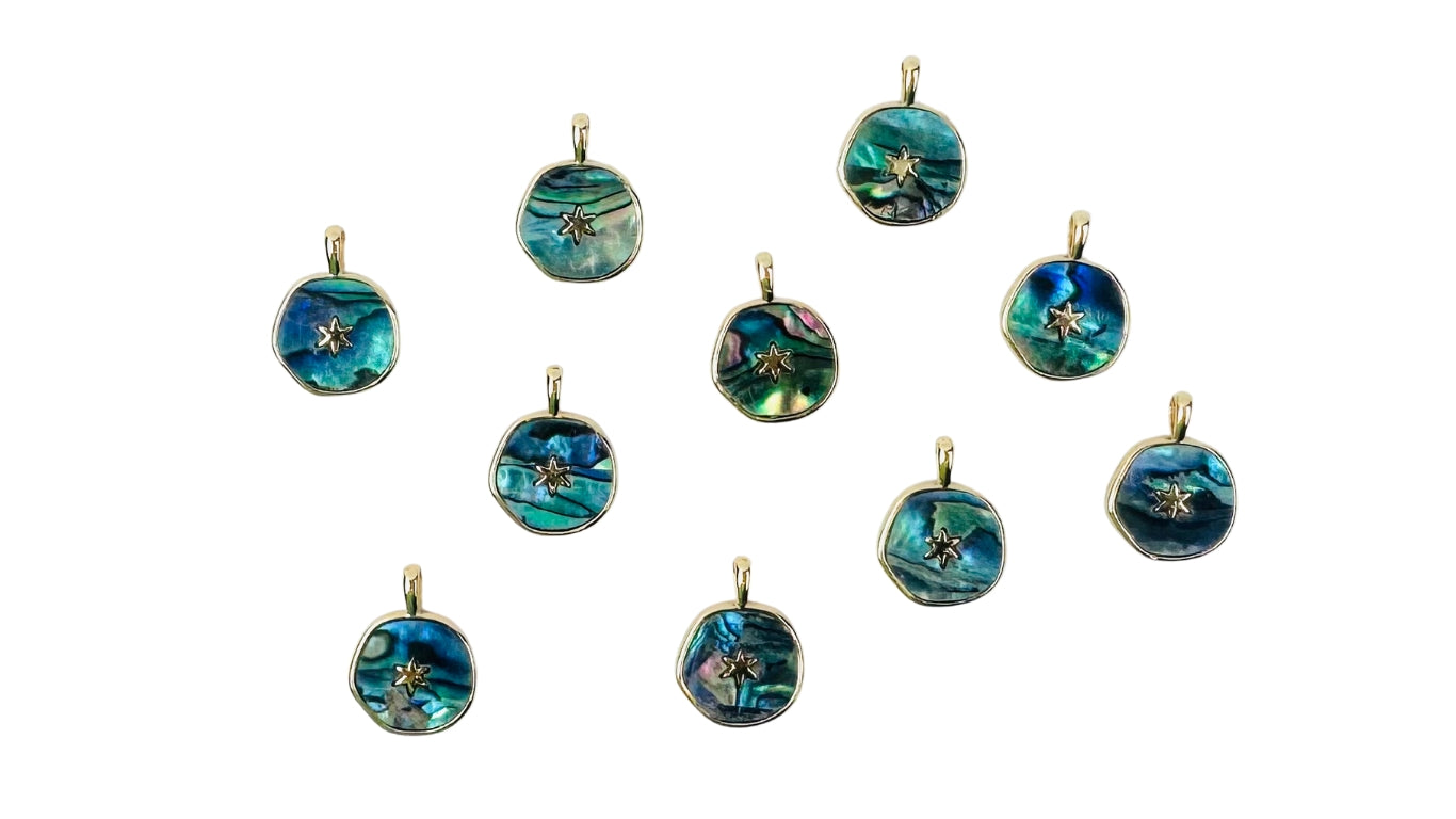 Style 1 - 18K Gold Filled Round Abalone with Star Charm