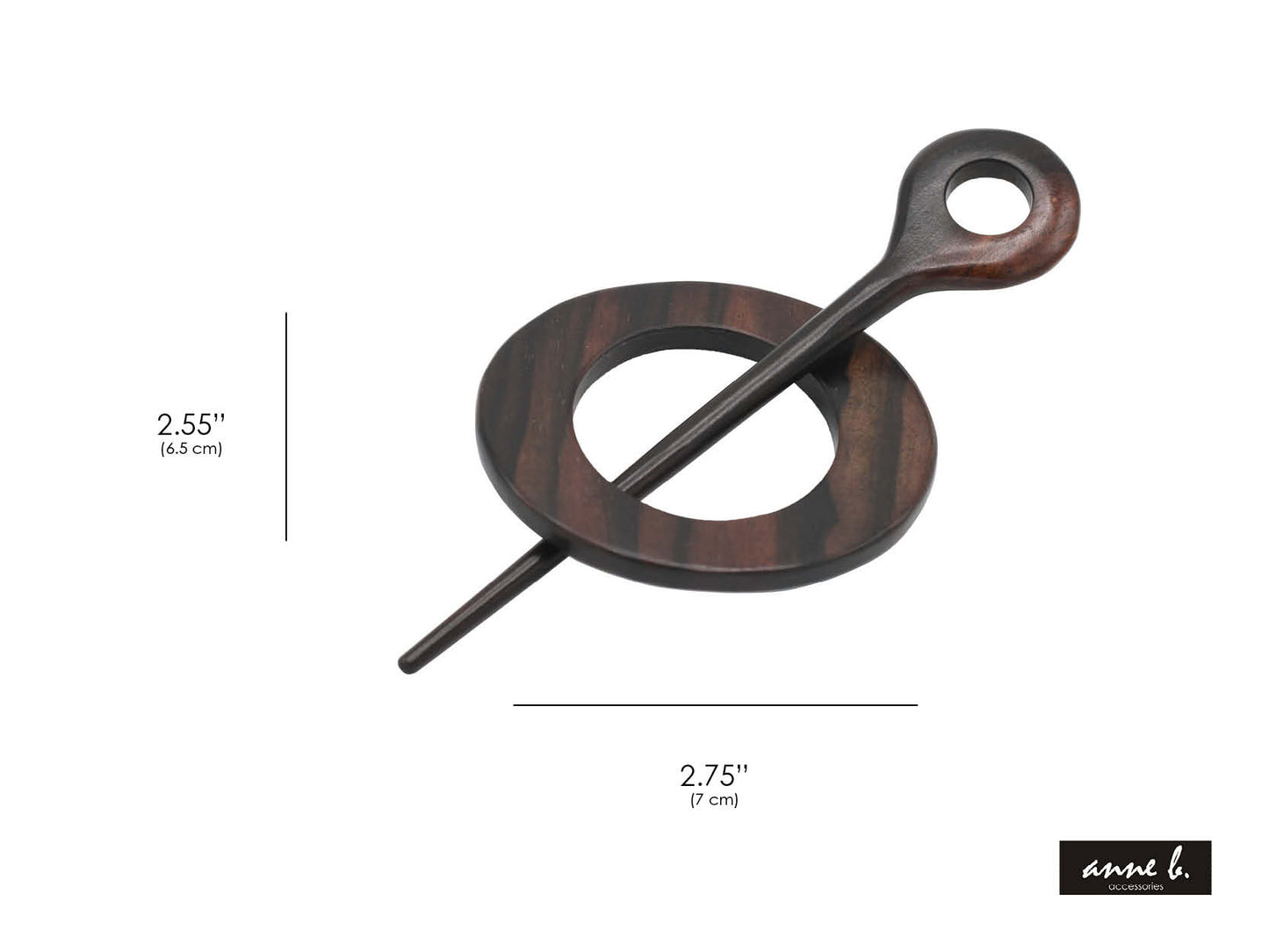 Tiger Ebony Wood Scarf/Shawl Pin - Round
