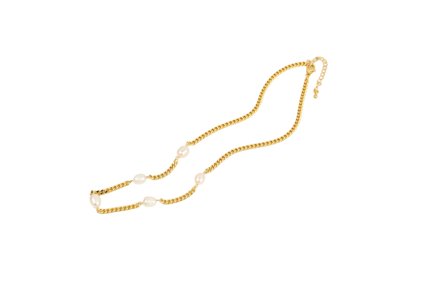 Curb Link Pearl Necklace