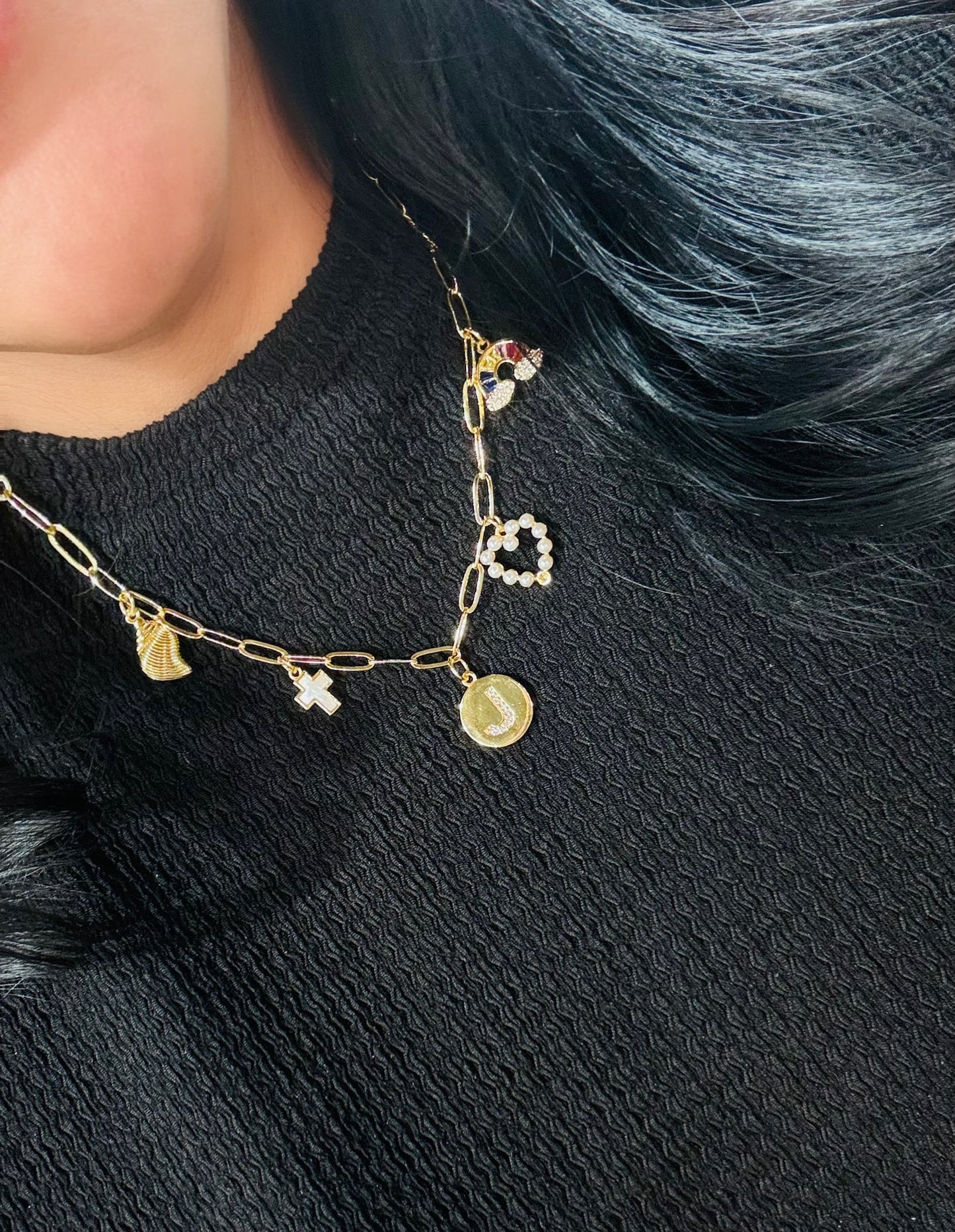 Mother of Pearl Mini Cross Charm Pendant| 18K Gold-Filled & Silver Plated