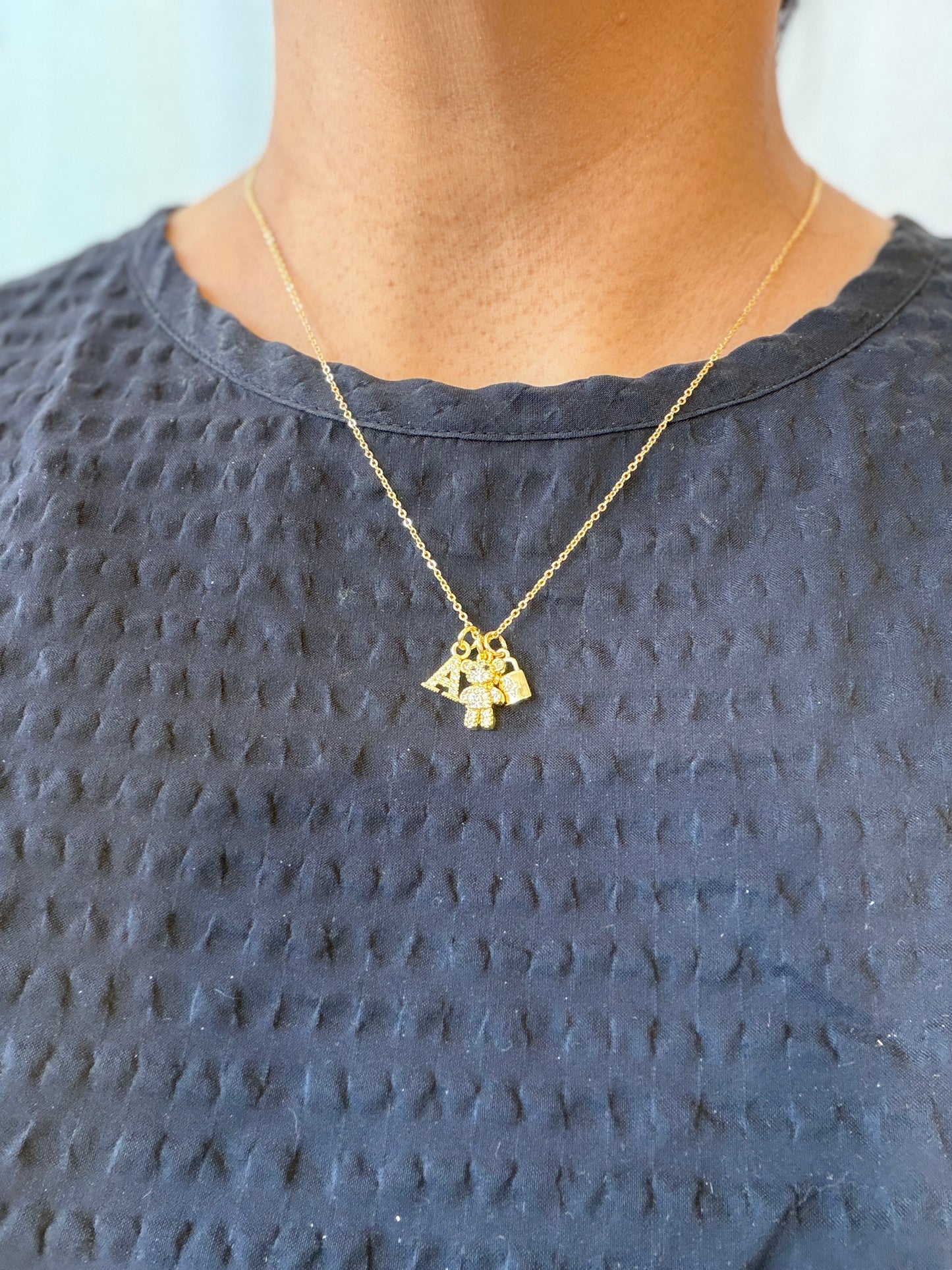 Sparkly Small Flat Initial Charm A–Z | 18K Gold Filled & Silver
