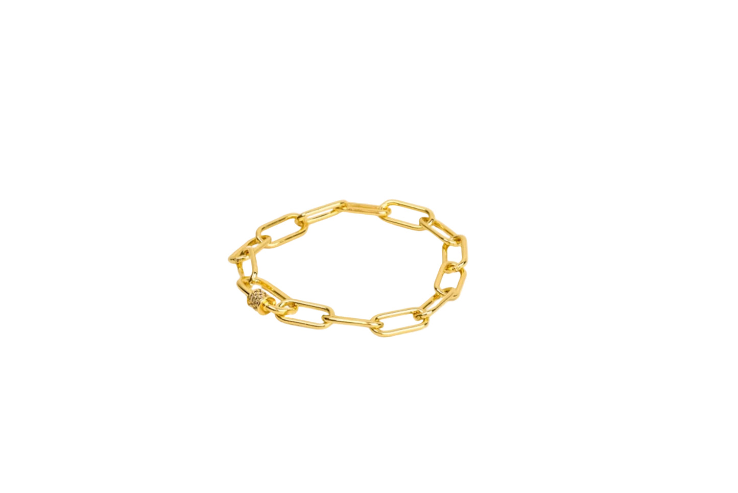 Small Diamond Oval Screw-Gate Chunky Paper Clip Chain Bracelet