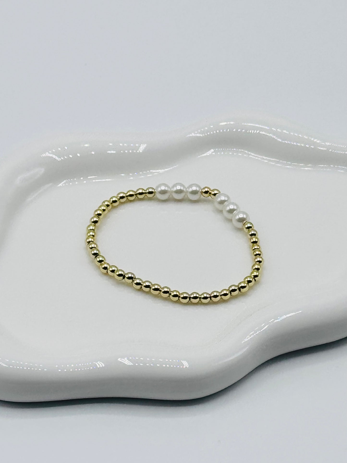 Alessia Pearl Stretch Bracelet | 18K Gold-Filled