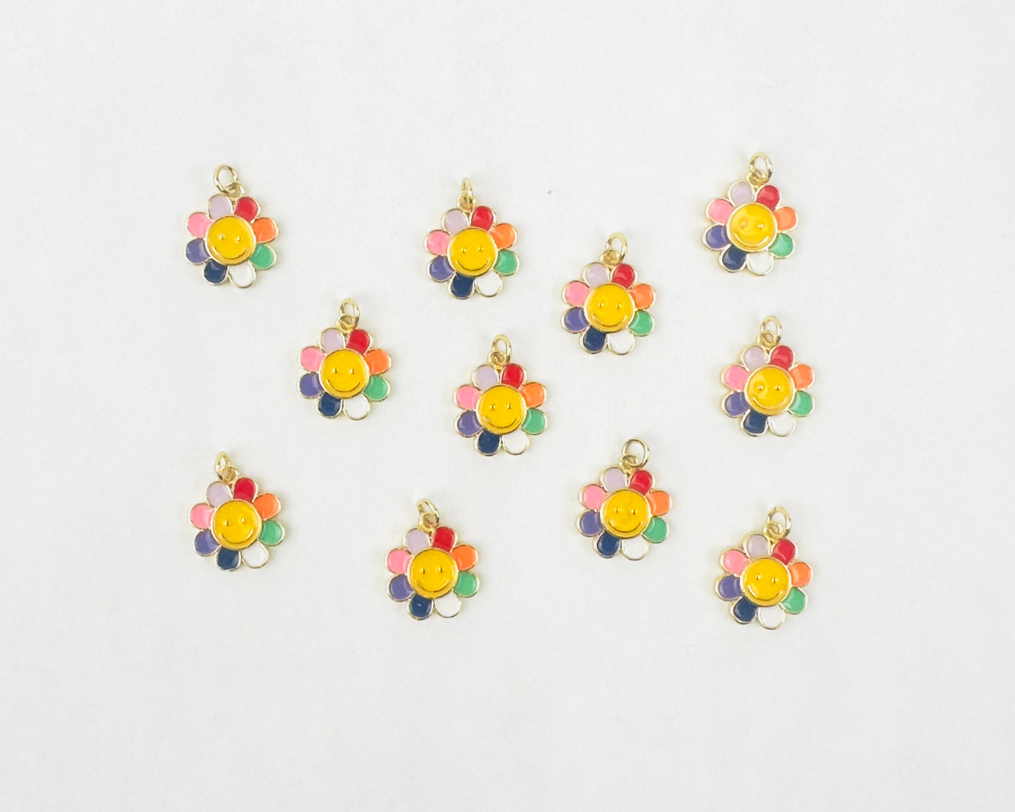 Style 56 - 18K Gold Filled Colourful Flower with Smiley Face Charm