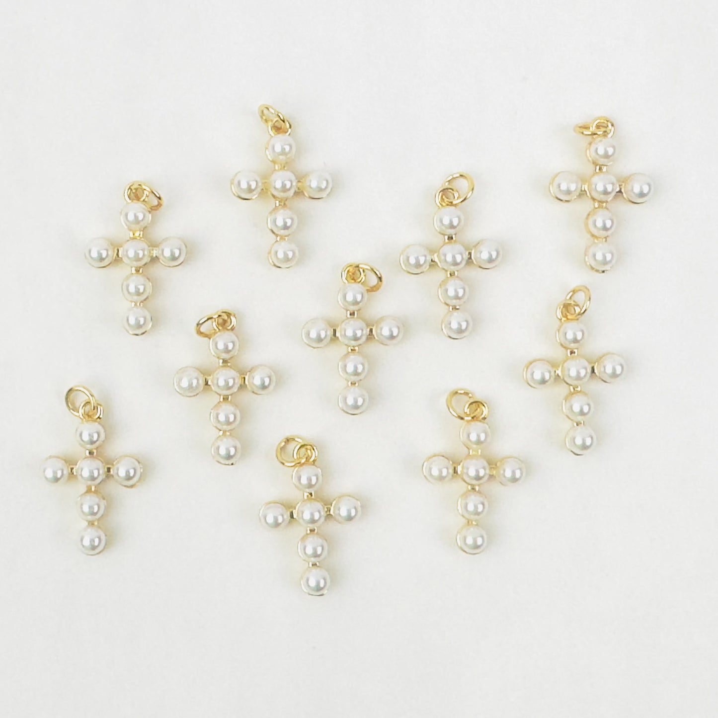 Style 109 - 18K Gold Filled Small Pearl Cross Charm