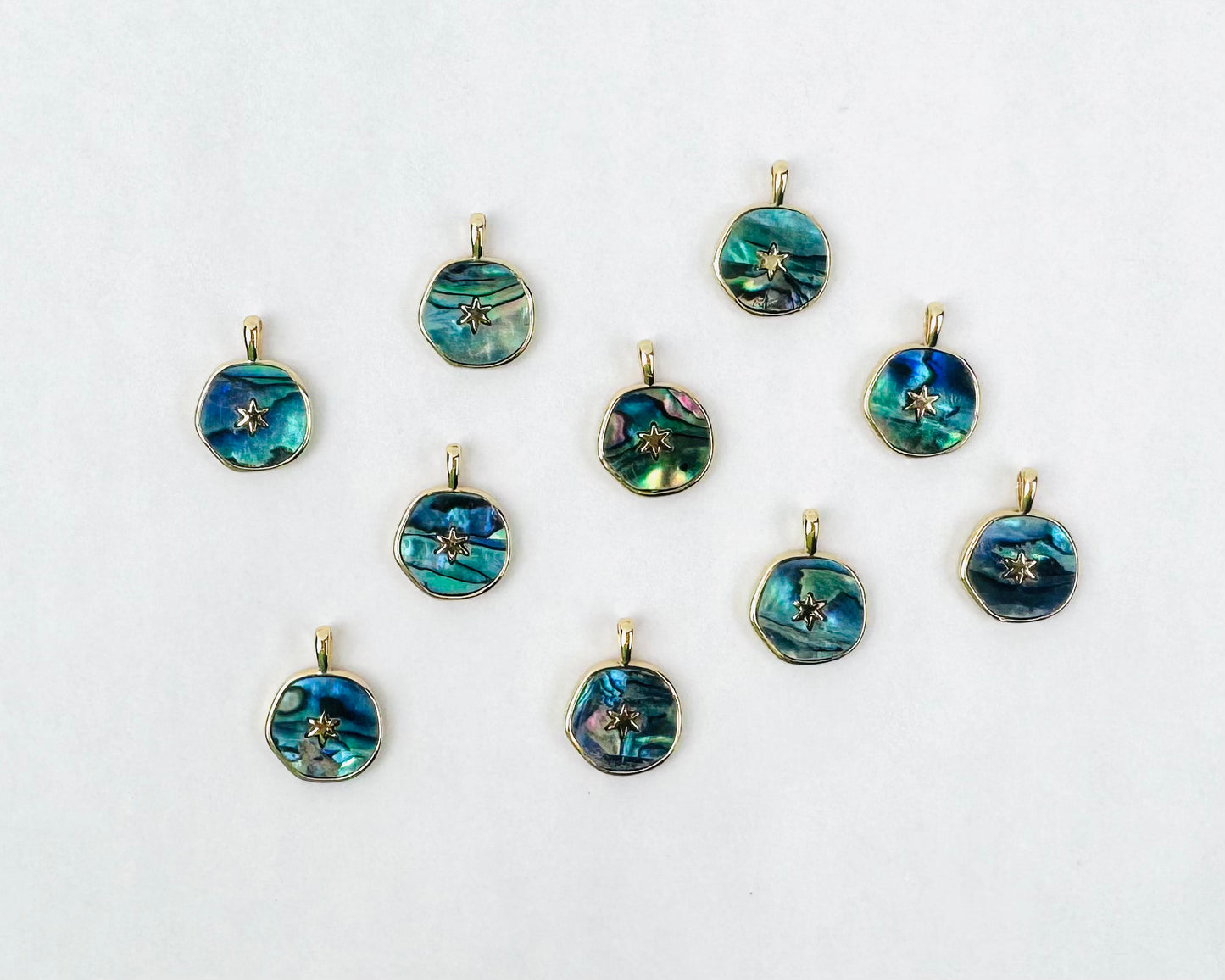 Style 1 - 18K Gold Filled Round Abalone with Star Charm
