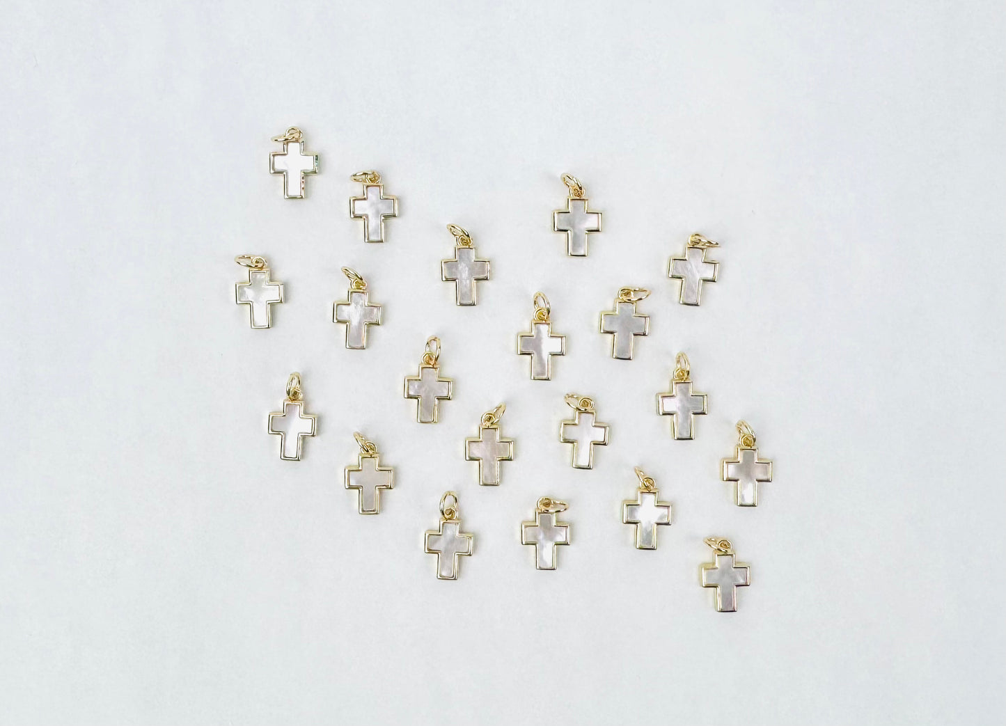 Style 99 - 18K Gold Filled Pearl Cross Mother Of Pearl Charm