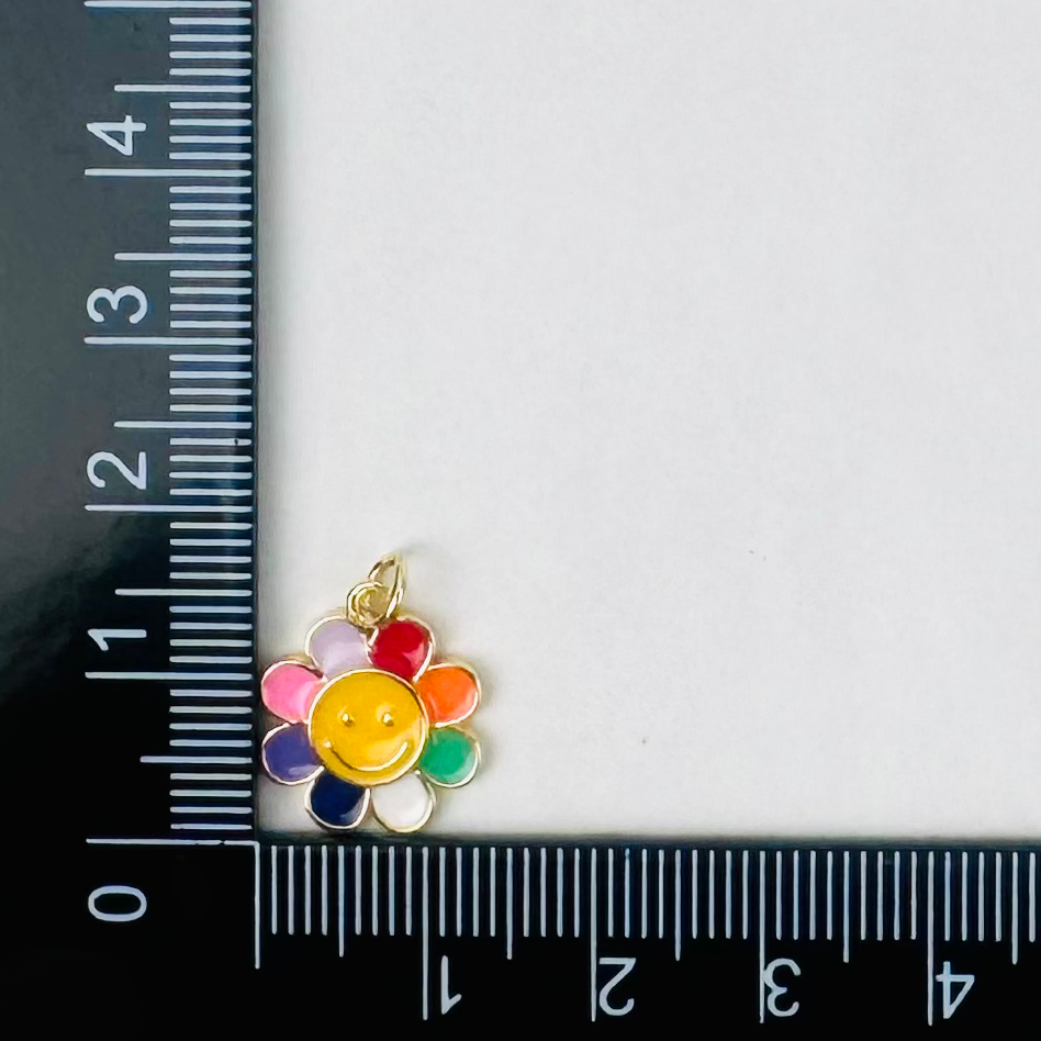 Style 56 - 18K Gold Filled Colourful Flower with Smiley Face Charm