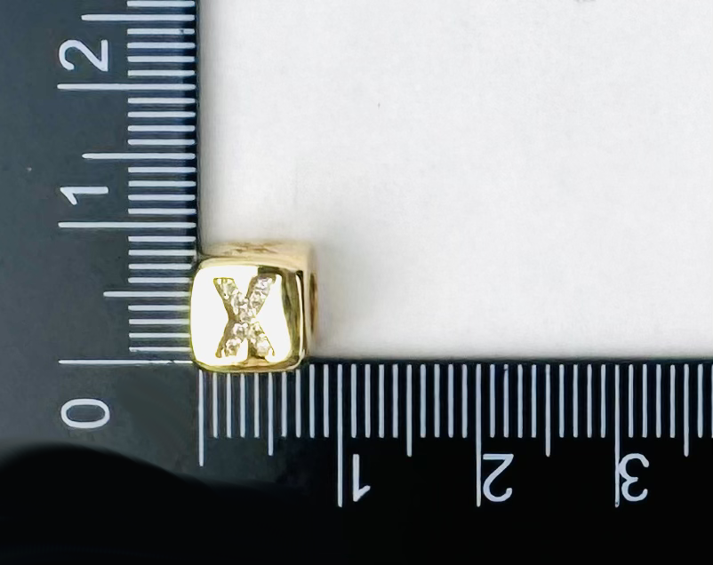 Letter Charm 4 - 18K Gold Filled Small Gold Cube Letters with Studs