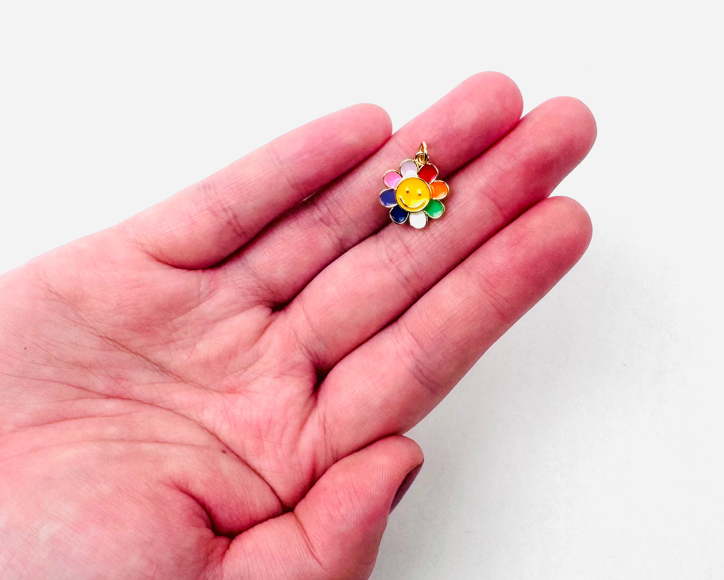 Style 56 - 18K Gold Filled Colourful Flower with Smiley Face Charm