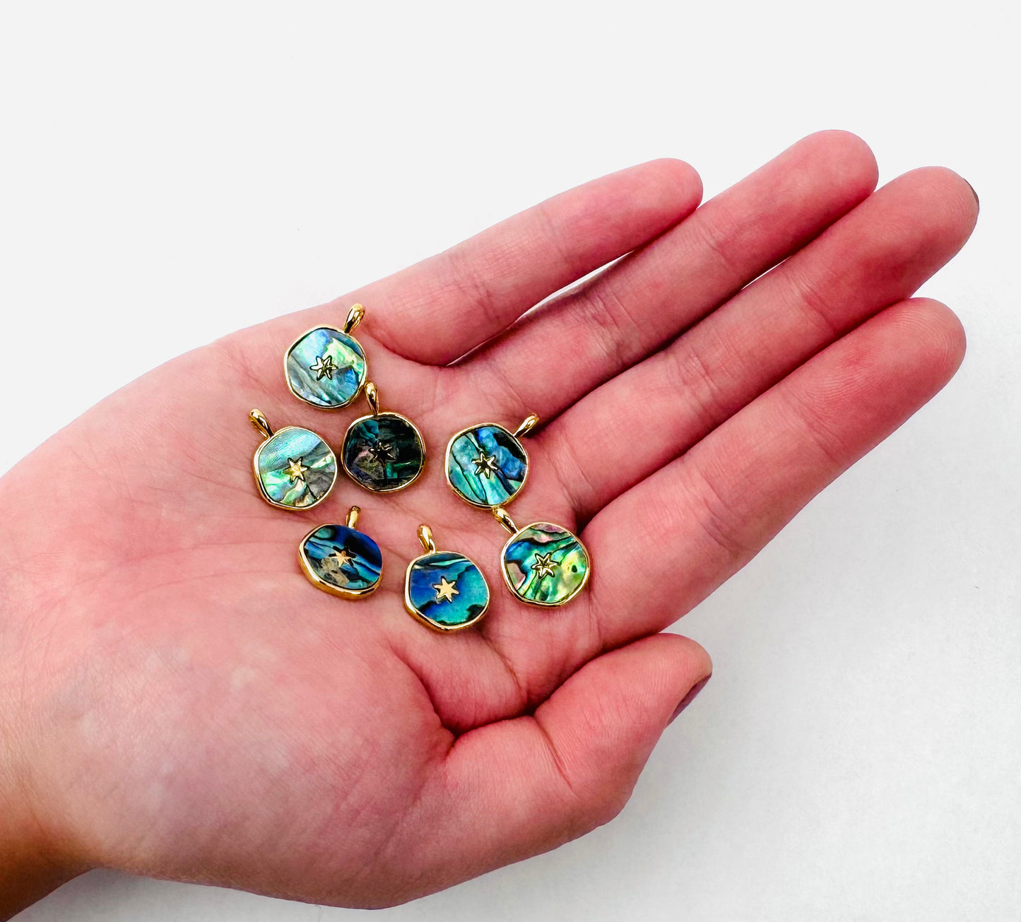 Style 1 - 18K Gold Filled Round Abalone with Star Charm
