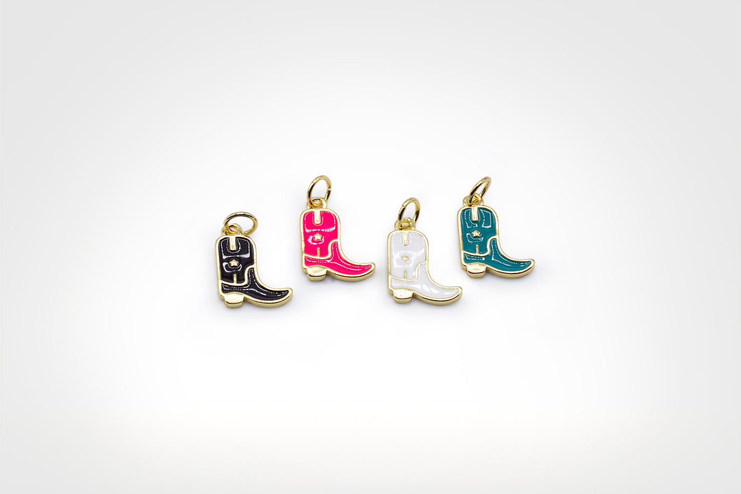 Coloured Cowboy Boot Charm 18K Gold Filled
