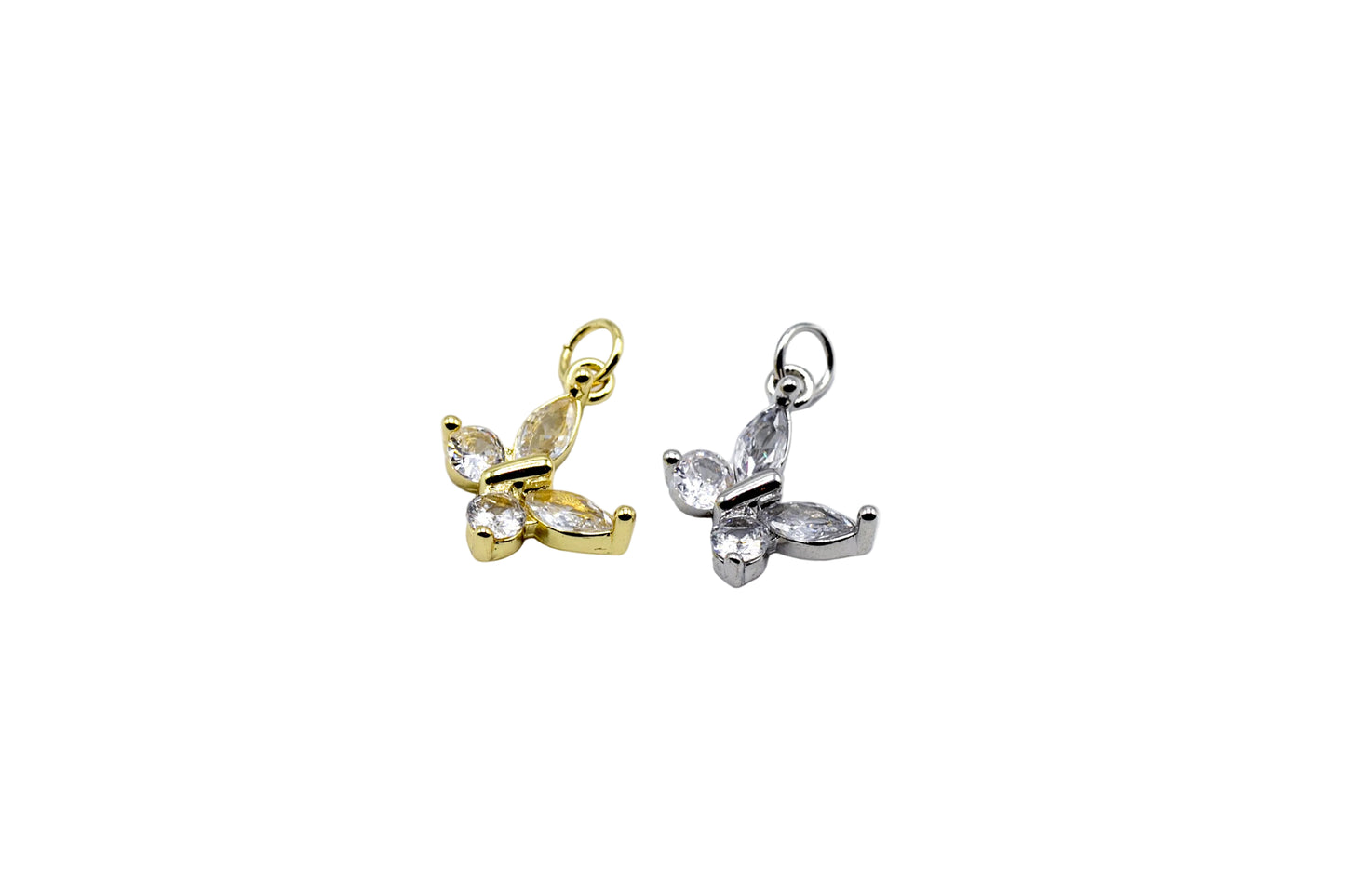 Butterfly Charm With Stones Pendant | 18K Gold-Filled & Silver Plated