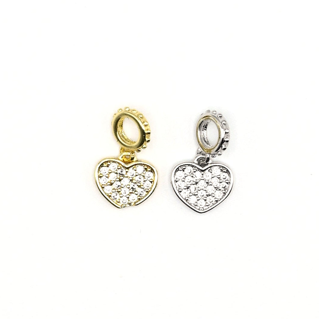 Crystal Heart With Ring Charm Pendant | 18K Gold-Filled & Silver Plated