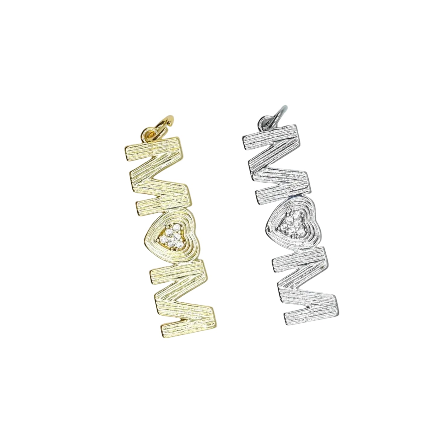 Mom Heart Charm Pendant | 18K Gold-Filled & Silver
