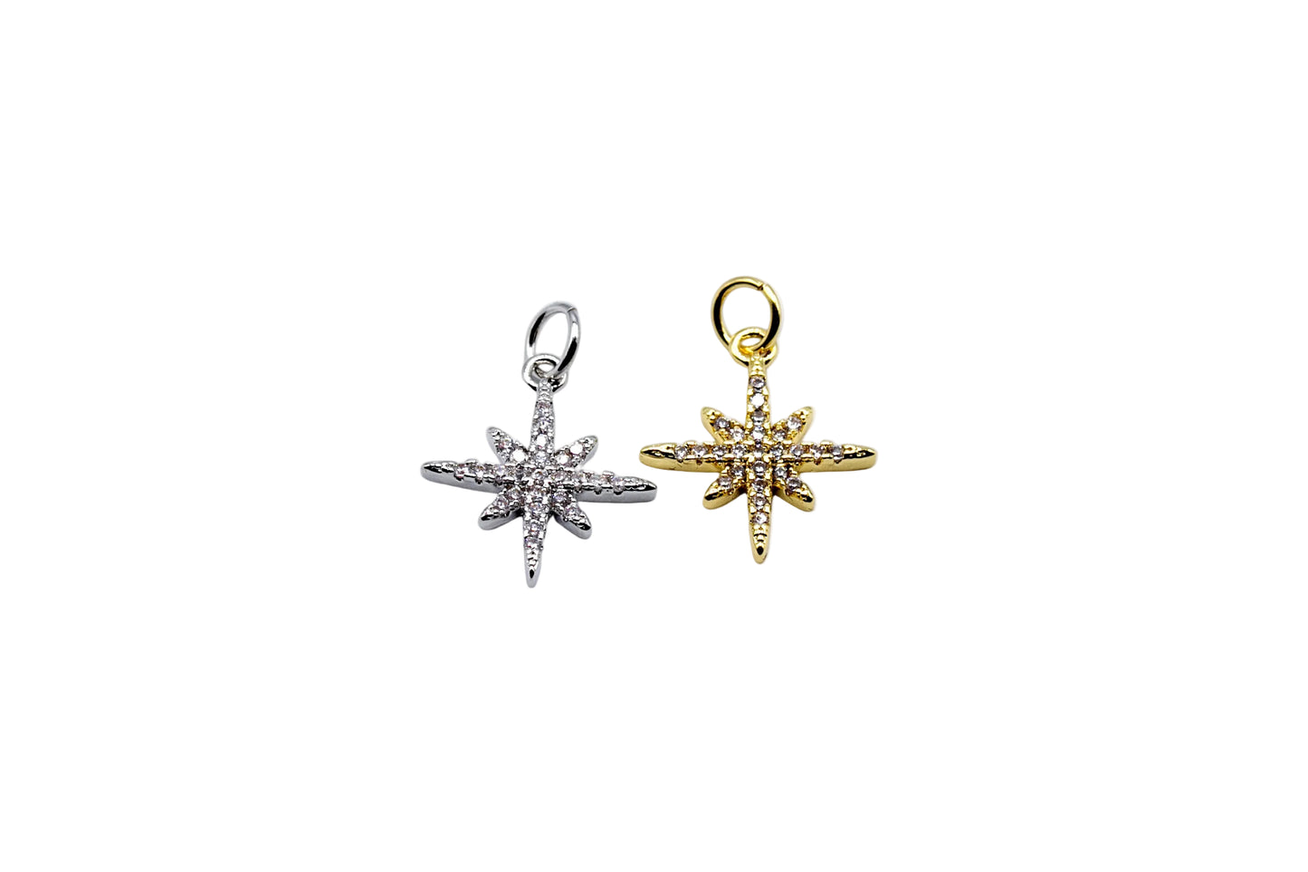 North Star Crystal Charm Pendant | 18K Gold-Filled & Silver Plated