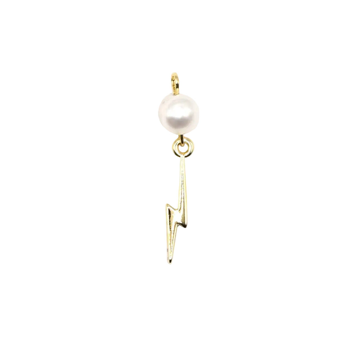 Pearl Lightning Bolt Charm Pendant | 18K Gold-Filled