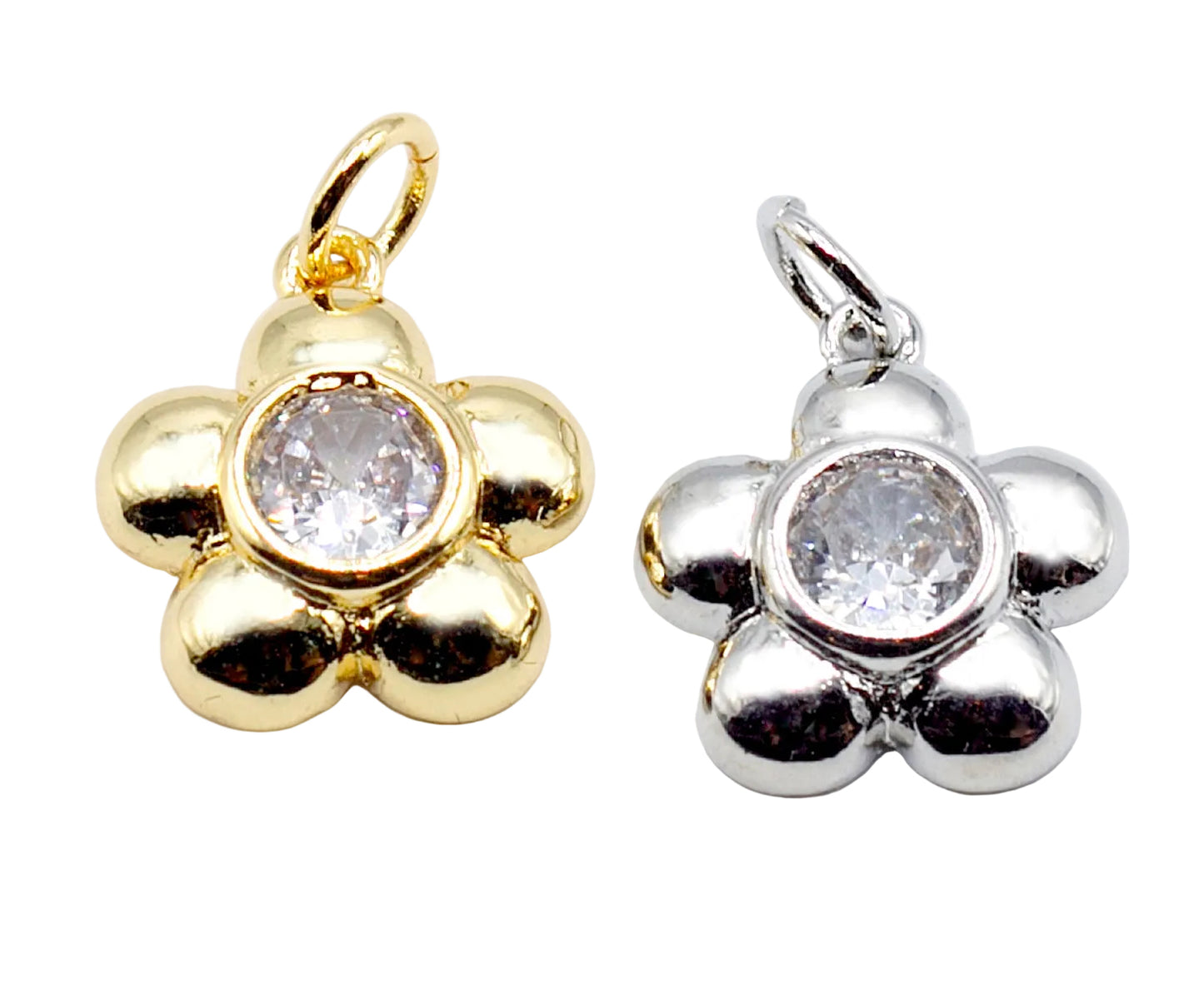 Bubble Flower Charm Pendant | 18K Gold-Filled & Silver Plated