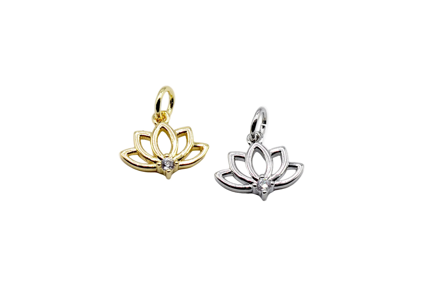 Lotus Flower Charm Pendant | 18K Gold-Filled & Silver Plated
