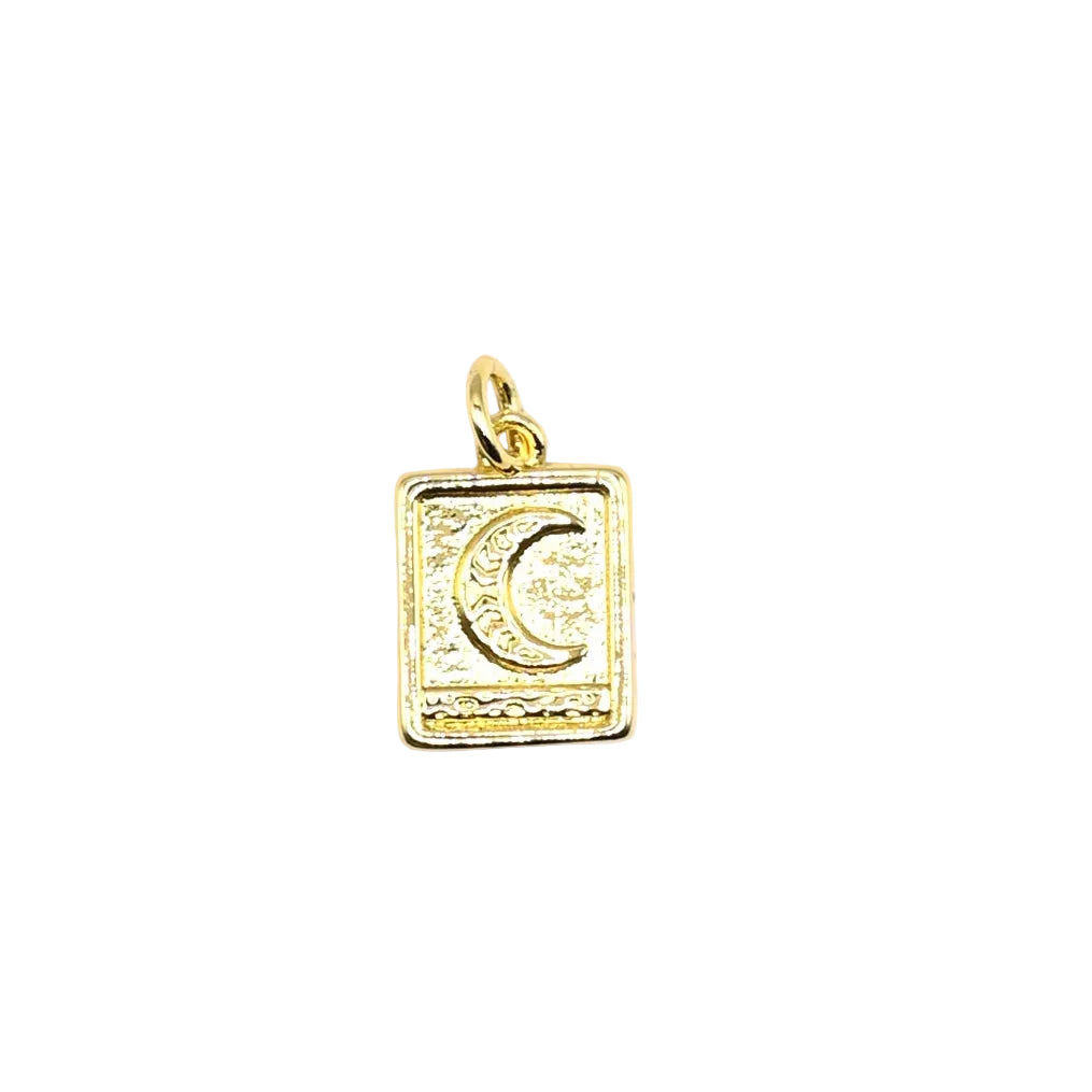 Mini Crescent Moon Tag Charm | 18K Gold-Filled