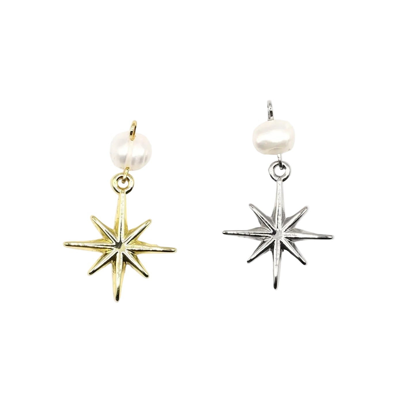 Pearl North Star Charm Pendant | 18K Gold-Filled & Silver Plated