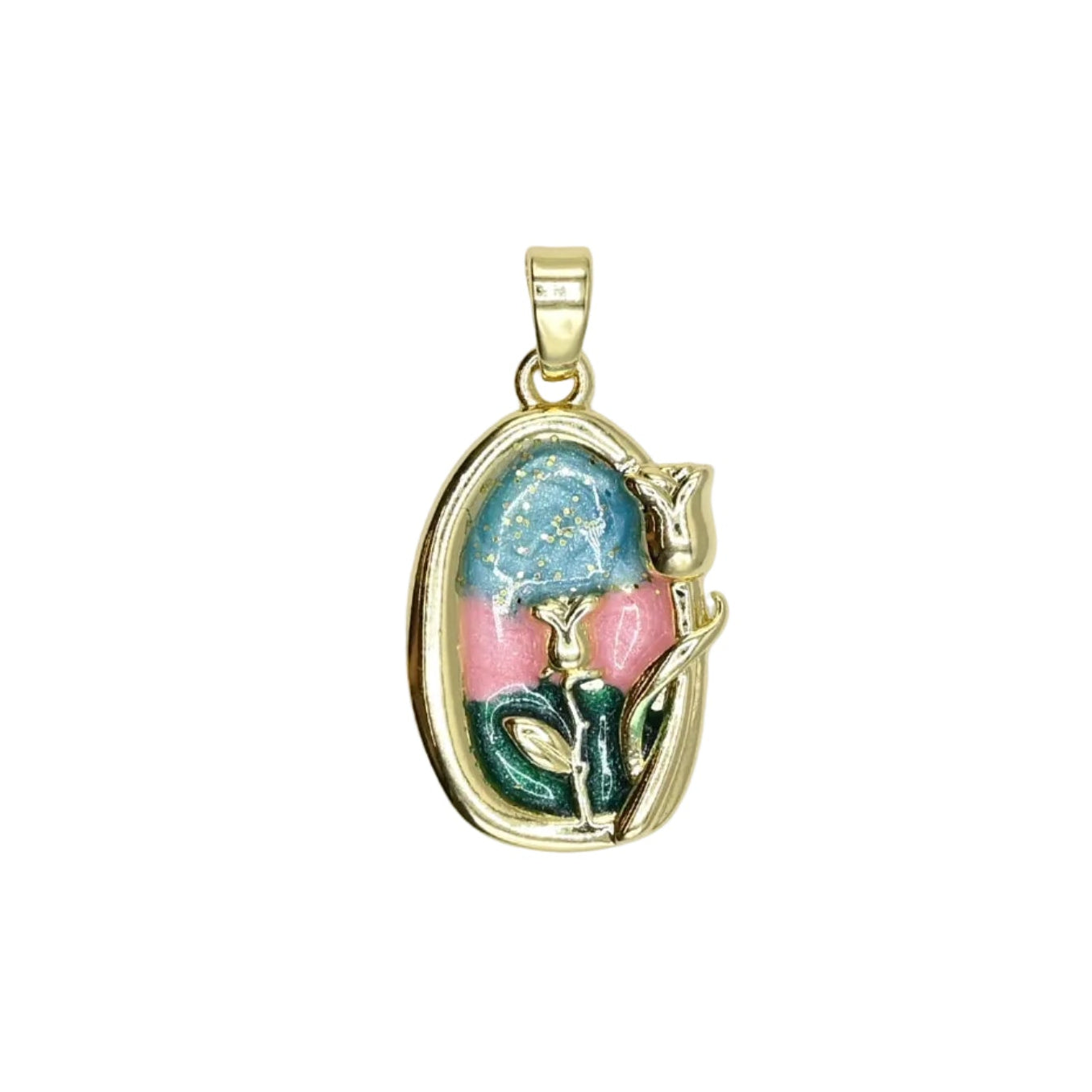 Enamel Rose Charm Pendant | 18K Gold-Filled
