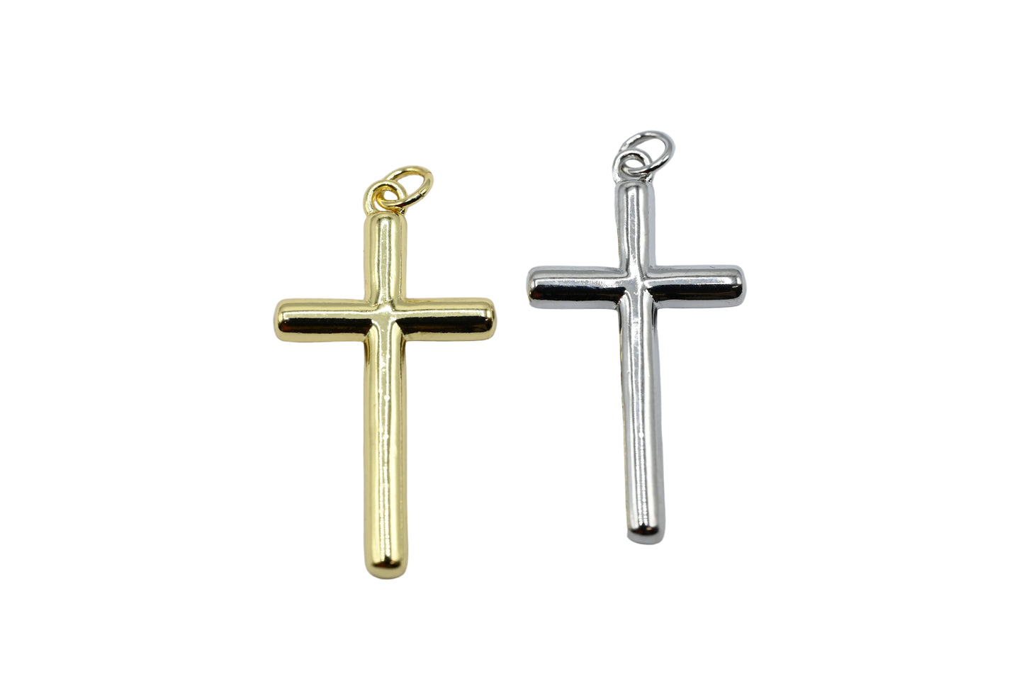 Large Minimalist Cross Charm Pendant | 18K Gold-Filled & Silver Plated