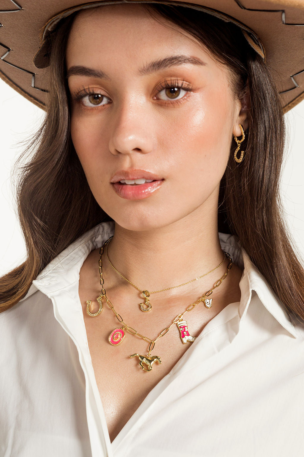 Cowgirl Hat with Star Accent Charm Pendant | 18K Gold-Filled