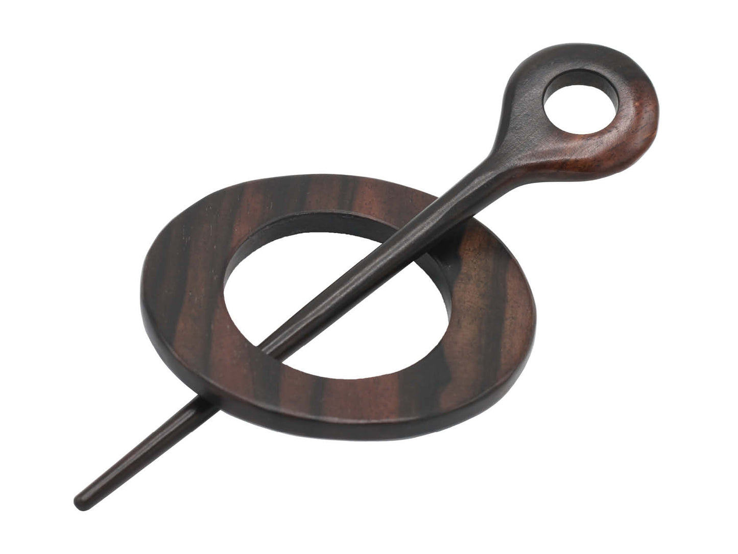 Tiger Ebony Wood Scarf/Shawl Pin - Round