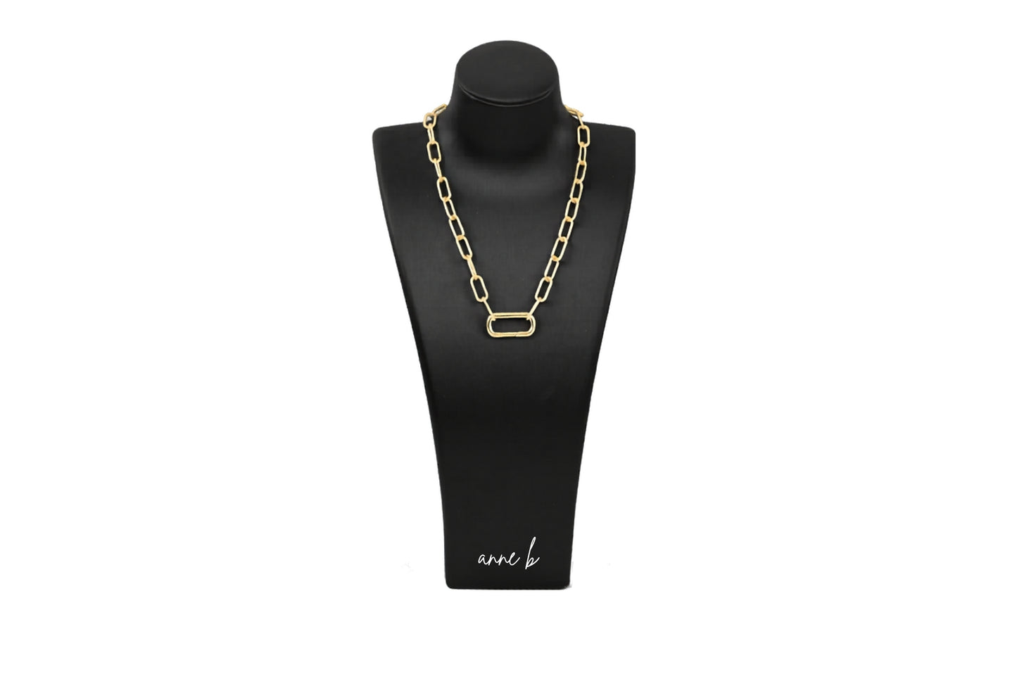 Plain Rectangle Carabiner Chunky Paper Clip Chain Necklace