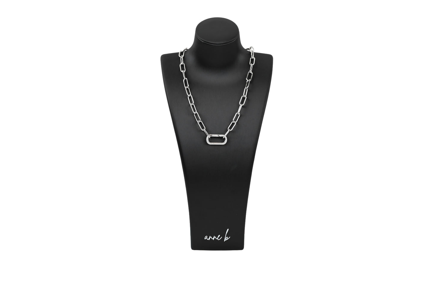 Diamond Rectangle Carabiner Chunky Paper Clip Chain Necklace
