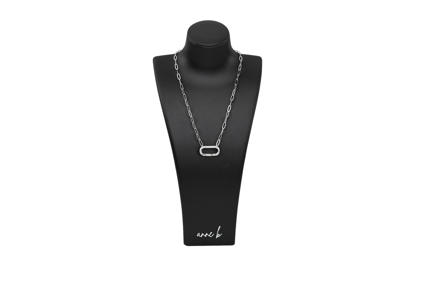 Diamond Rectangle Carabiner Paper Clip Chain Necklace