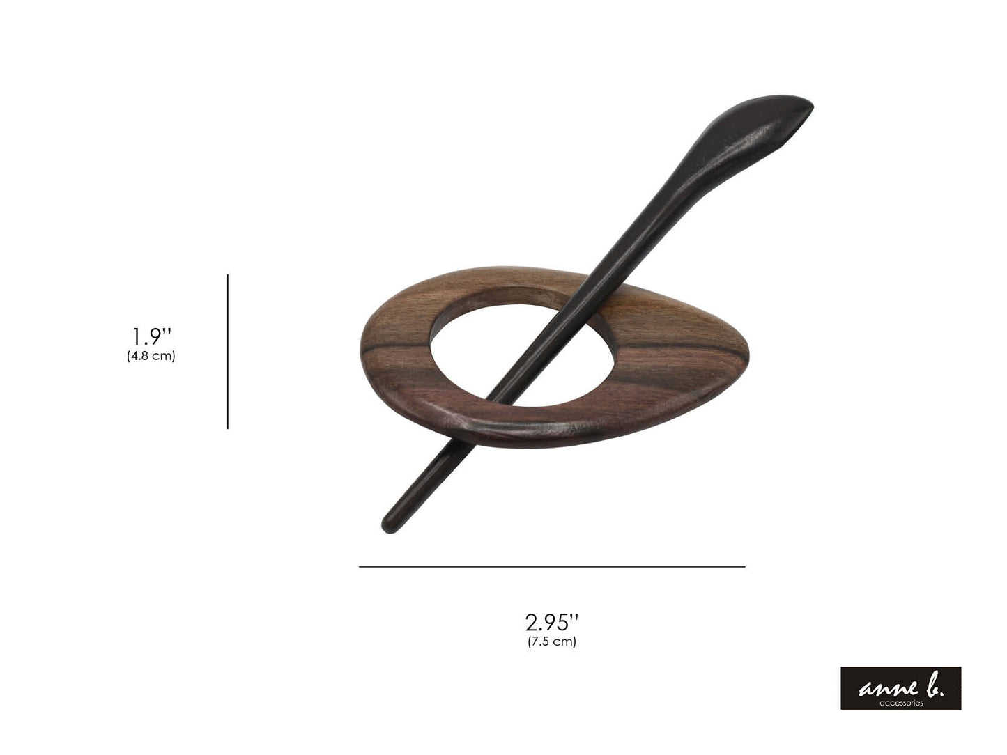 Tiger Ebony Wood Scarf/Shawl Pin - Teardrop