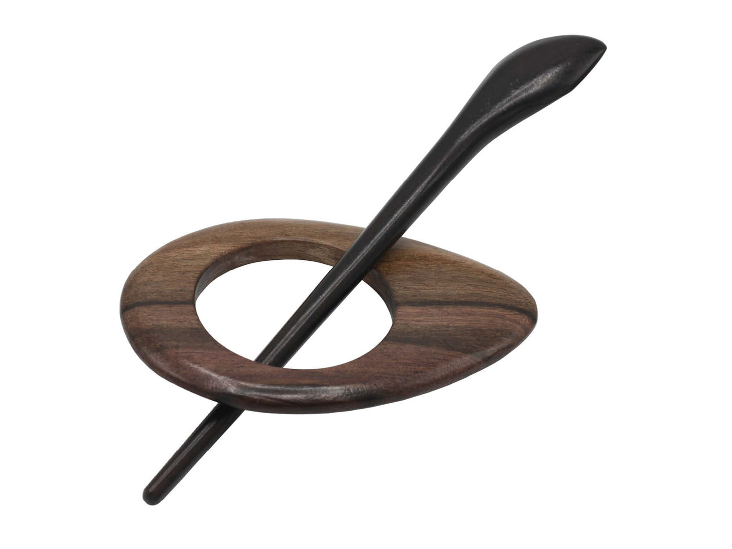 Tiger Ebony Wood Scarf/Shawl Pin - Teardrop