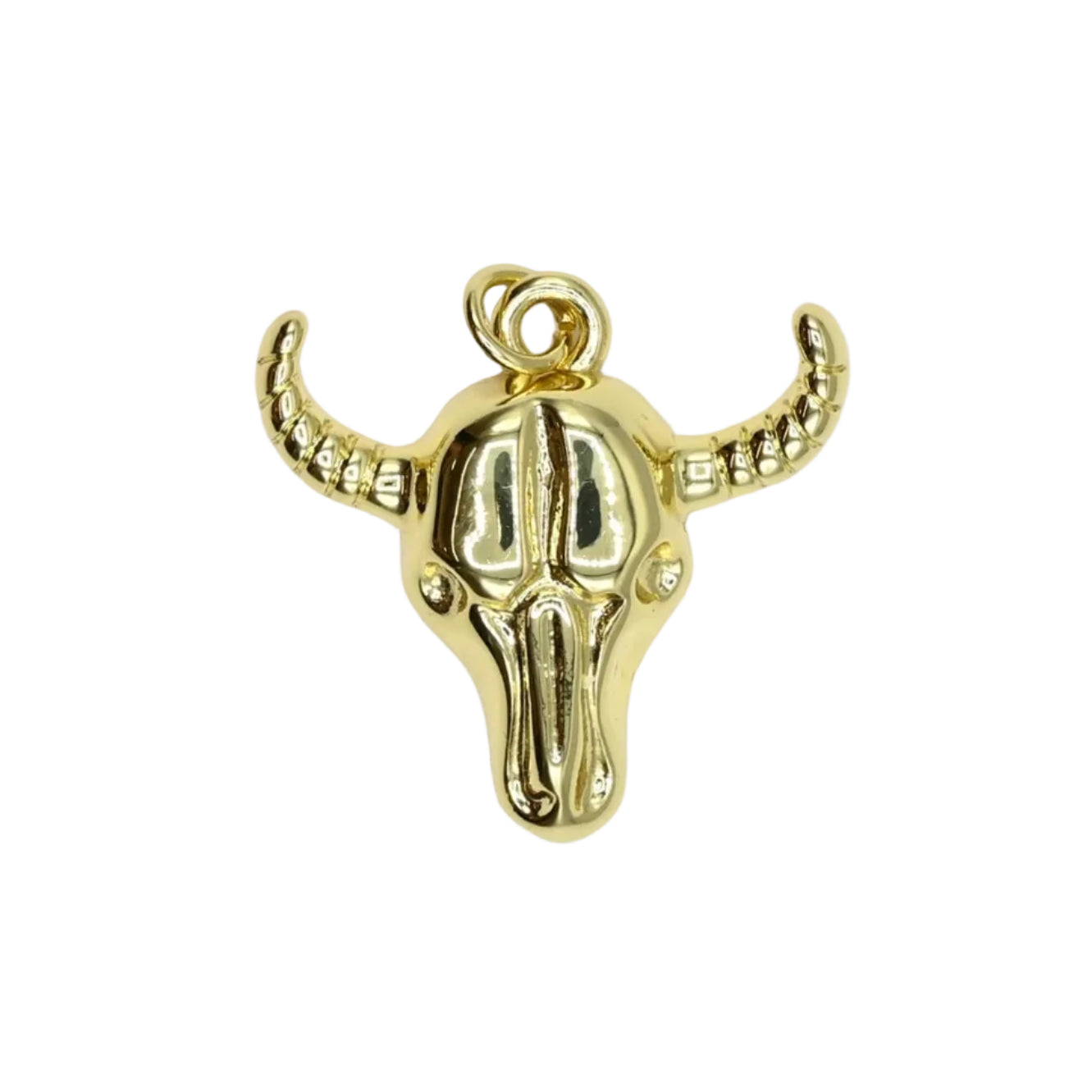 Large Bull Skull Charm Pendant | 18K Gold-Filled