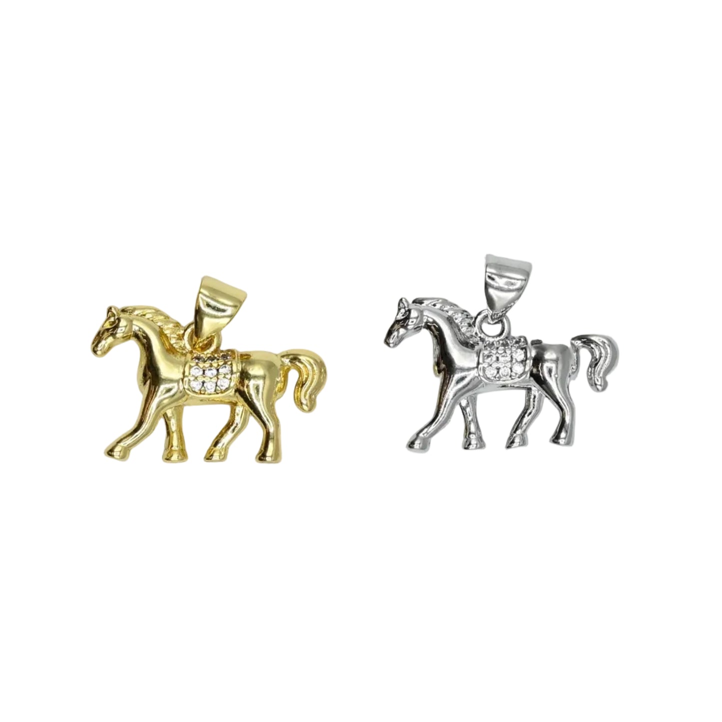 Horse Charm Pendant with Stud Accents | 18K Gold-Filled & Silver Plated