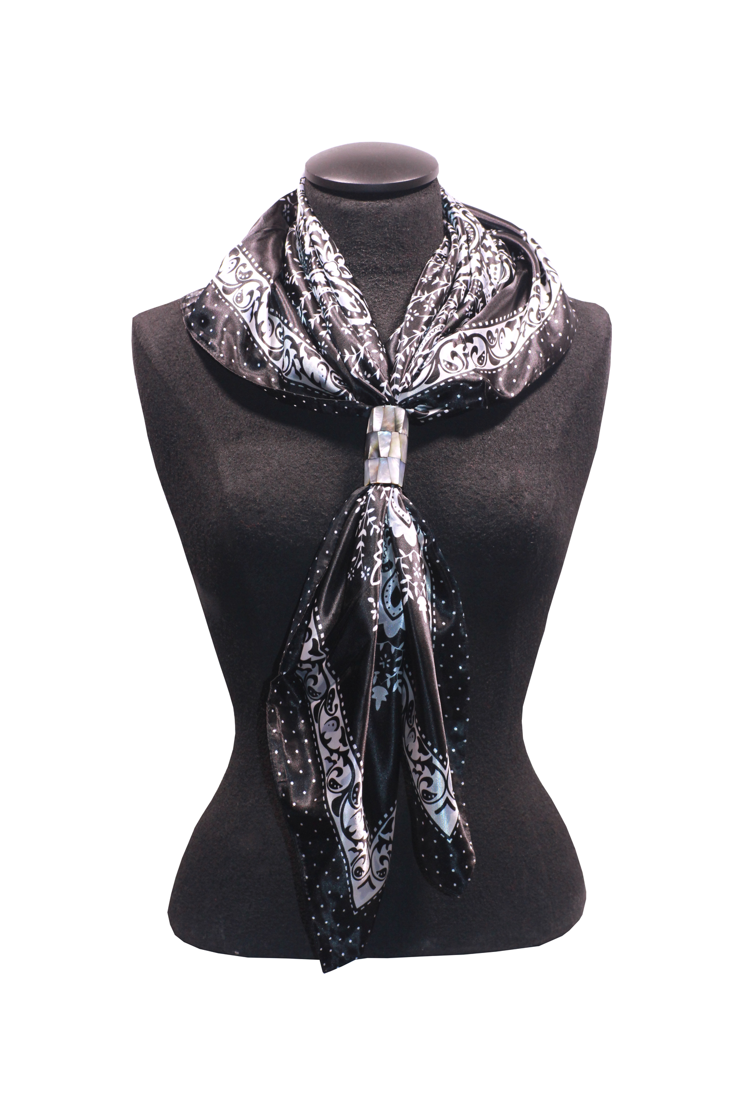 Black Mother of Pearl Scarf Ring/Pendant - Tube