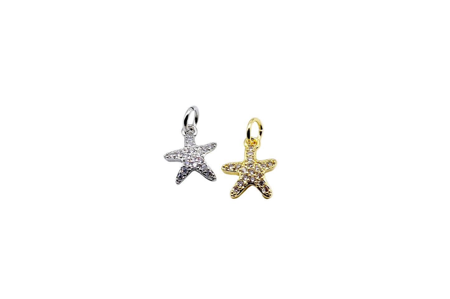 Mini Crystal Starfish Charm Pendant | 18K Gold-Filled & Silver Plated